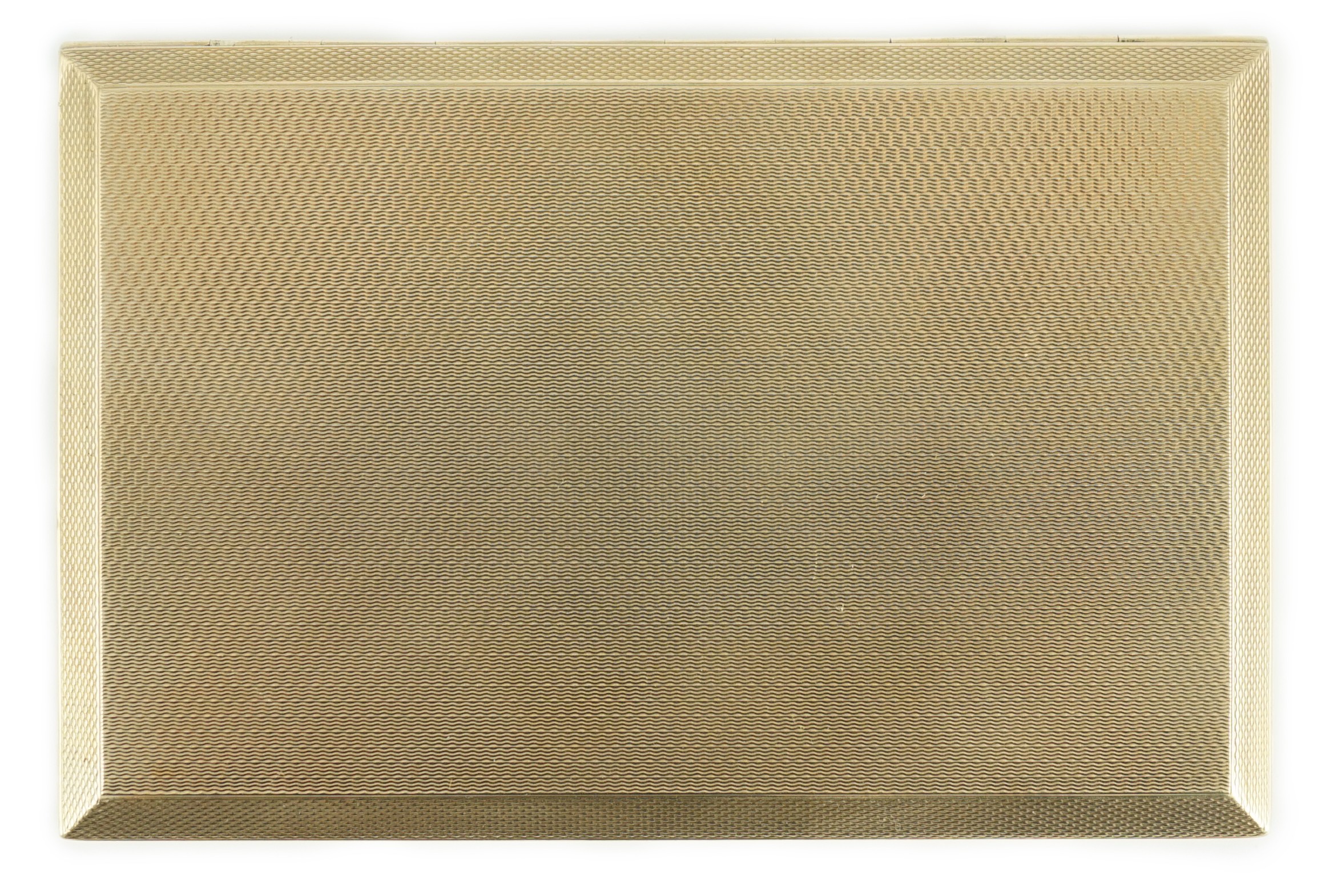 A George VI engine turned 9ct gold rectangular cigarette case, makers, B&S